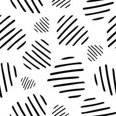 Abstract seamless monochrome pattern with stylized hearts. Endless black and white background. Minimal style. Vector illustration