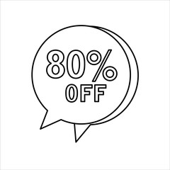 80% OFF Discount Sticker. Sale Tag Isolated Illustration.