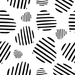 Abstract seamless monochrome pattern with stylized hearts. Endless black and white background. Minimal style. Vector illustration