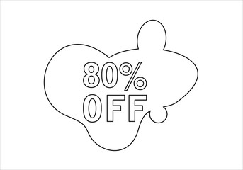 80% OFF Discount Sticker. Sale Tag Isolated Illustration.