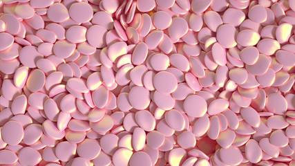 Beautiful background with beads, particles and simulation. 3d illustration, 3d rendering.