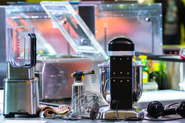 Industrial kitchen appliances. Food processor for cooking large amounts of food. Restaurant kitchen...