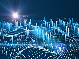 Abstract analysis infographics background. Spatio temporal data. 3d diagram analysis data. Big data.
