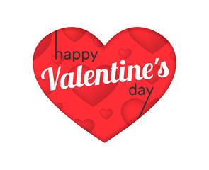 happy valentines day greeting card design with red hearts