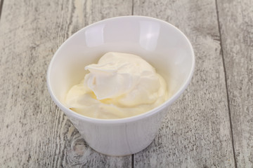 Sour cream in the bowl