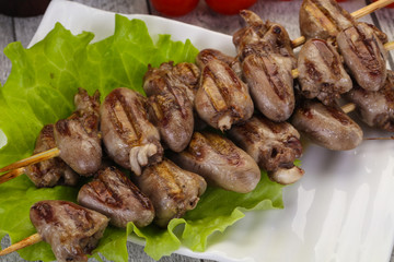 Chicken hearts skewer