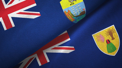 Saint Helena and Turks and Caicos Islands two flags textile cloth