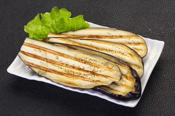 Grilled eggplant in the bowl