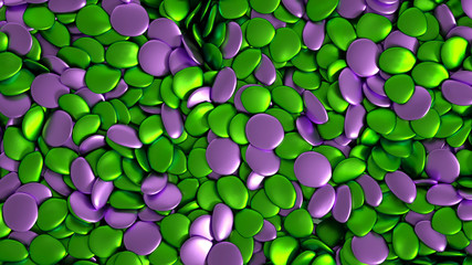 Beautiful background with beads, particles and simulation. 3d illustration, 3d rendering.