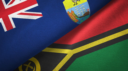 Saint Helena and Vanuatu two flags textile cloth, fabric texture