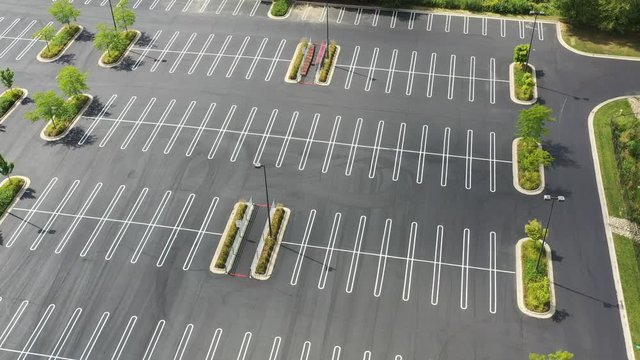 Drone view of empty parking lot