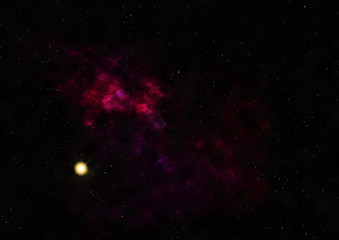 Star field in space and a nebulae. 3D rendering