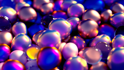 Beautiful background with beads, particles and simulation. 3d illustration, 3d rendering.