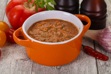 Famous Spanish gazpacho tomato soup