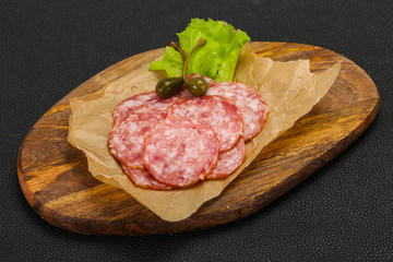 Spanish Salchichon sausage with salad