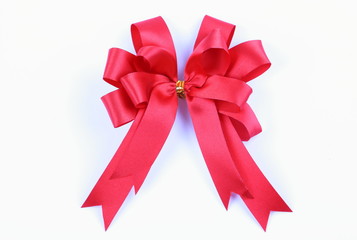 Red Bow isolated on white.