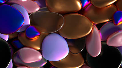 Beautiful background with beads, particles and simulation. 3d illustration, 3d rendering.