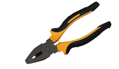 Fototapeta premium yellow pliers isolated on white background