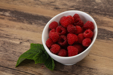 Red bright ripe sweet raspberry