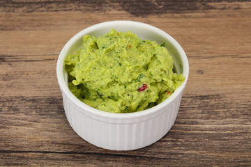 Avocado guacamole sauce with chili pepper