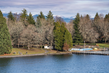 Obraz premium At the adge of a lake in winter Oregon.
