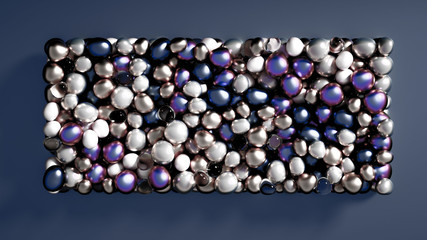 Beautiful background with beads, particles and simulation. 3d illustration, 3d rendering.