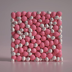 Beautiful background with beads, particles and simulation. 3d illustration, 3d rendering.
