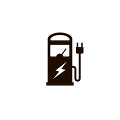 electric vehicle charging station icon isolated on white background