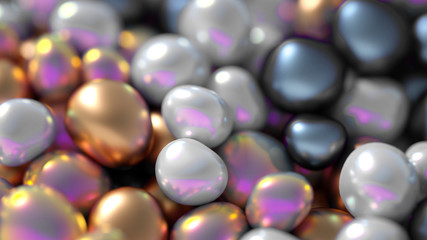 Beautiful background with beads, particles and simulation. 3d illustration, 3d rendering.