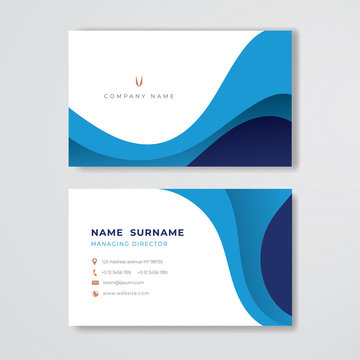 Blue business card clean pastel design template