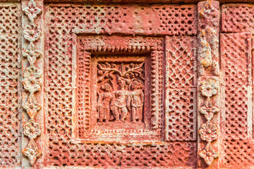 View at the Decoration of Pancharatna Gobinda Mandir Temple in Puthia,Bangladesh