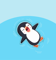 Cute penguin sleep in water