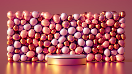Beautiful background with beads, particles and simulation. 3d illustration, 3d rendering.