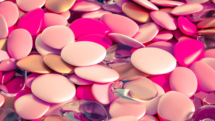 Beautiful background with beads, particles and simulation. 3d illustration, 3d rendering.