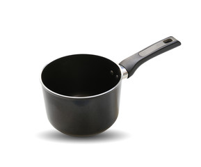 Pot or metal frying cookware isolated on white background.