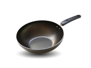 Pan or metal frying pan isolated on white background.
