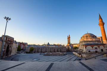 Morning view of Republic Square or Cumhuriyet Square in the heart of the old city in Sivas, Turkey
