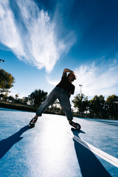 Young B Boy Dancing And Posing At Basketball Court