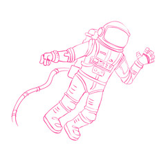 Astronaut. Sketch of man in a spacesuit. Vector drawing