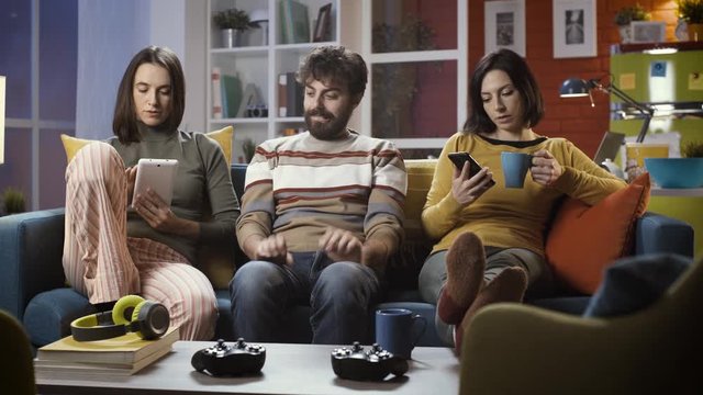 Man flirting with his female friends