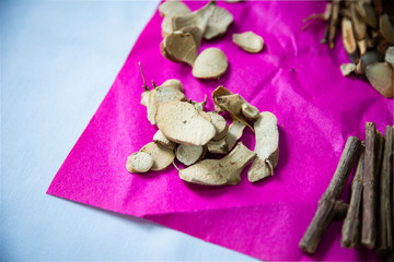 chopped sun dried herbs root for medicine 