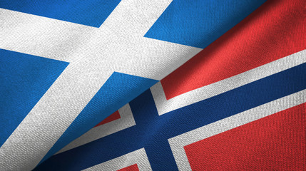 Scotland and Norway two flags textile cloth, fabric texture