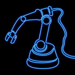 Continuous line drawing robot arm neon concept