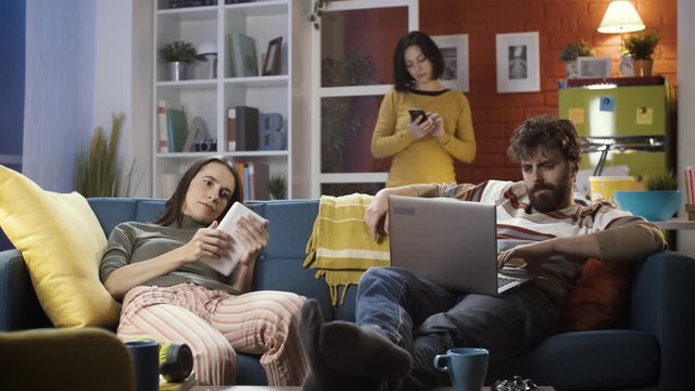 Woman connecting online and sharing with friends