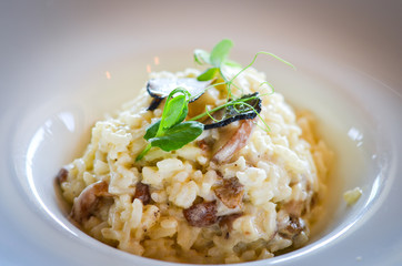 delicious italian risotto with black truffles