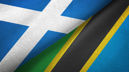 Scotland and Tanzania two flags textile cloth, fabric texture
