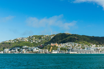 Fototapeta na wymiar ニュージーランド　ウェリントンのウェリントン港の風景とマウント・ビクトリア
