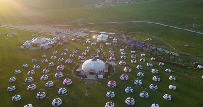 camping from yurts in a mountain valley in Mongolia