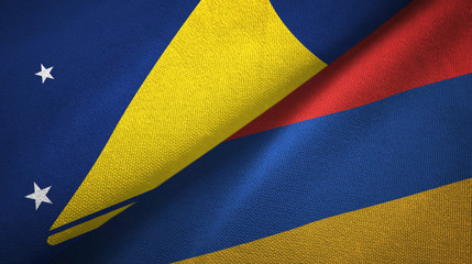 Tokelau and Armenia two flags textile cloth, fabric texture