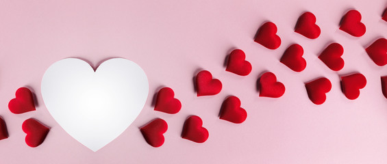 Valentines day hearts on pink